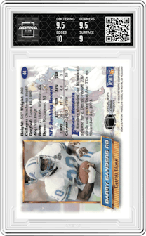 Barry Sanders from the 1994 Topps Finest set graded by Arena Club and given an overall grade of 9.5.