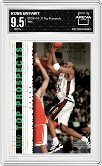 Kobe Bryant from the 2003-04 Upper Deck Top Prospects  set graded by Arena Club and given an overall grade of 9.5.