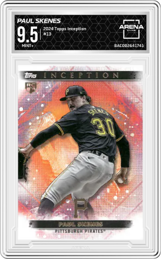 Paul Skenes from the 2024 Topps Inception set graded by Arena Club and given an overall grade of 9.5.