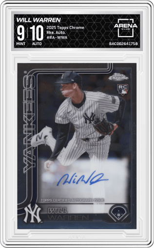 Will Warren from the 2025 Topps Chrome set graded by Arena Club and given an overall grade of 9.