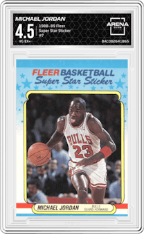 Michael Jordan from the 1988-89 Fleer set graded by Arena Club and given an overall grade of 4.5.