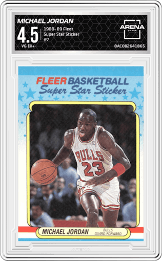 Michael Jordan from the 1988-89 Fleer set graded by Arena Club and given an overall grade of 4.5.