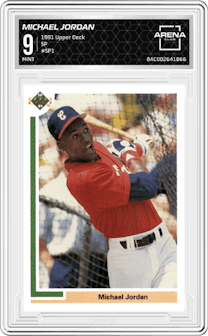 Michael Jordan from the 1991 Upper Deck set graded by Arena Club and given an overall grade of 9.