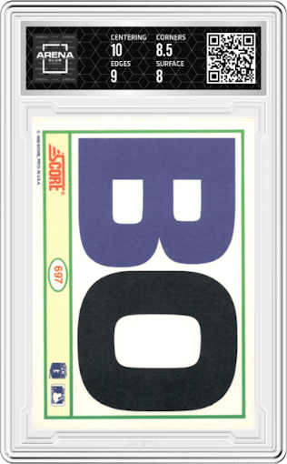 Bo Jackson  from the 1990 Score set graded by Arena Club and given an overall grade of 8.5.