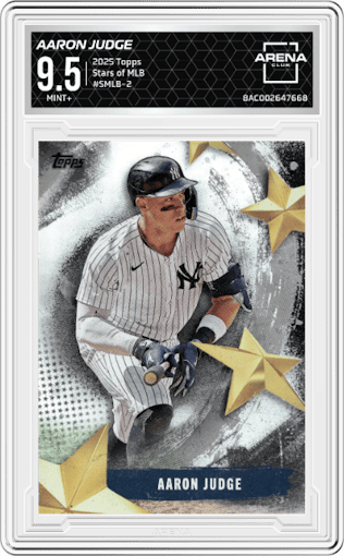 Aaron Judge	 from the 2025 Topps set graded by Arena Club and given an overall grade of 9.5.