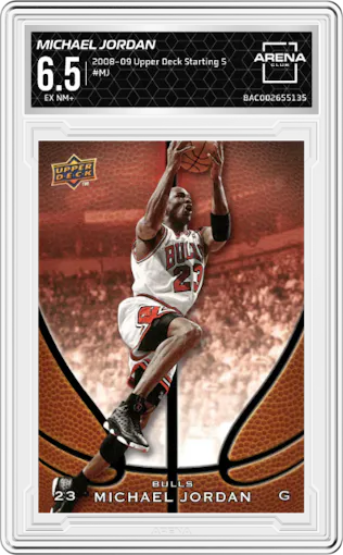 Michael Jordan from the 2008-09 Topps/Upper Deck Starting Five set graded by Arena Club and given an overall grade of 6.5.