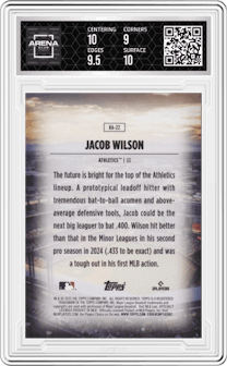 Jacob Wilson from the 2025 Topps set graded by Arena Club and given an overall grade of 9.5.