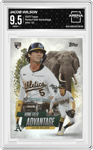Jacob Wilson from the 2025 Topps set graded by Arena Club and given an overall grade of 9.5.