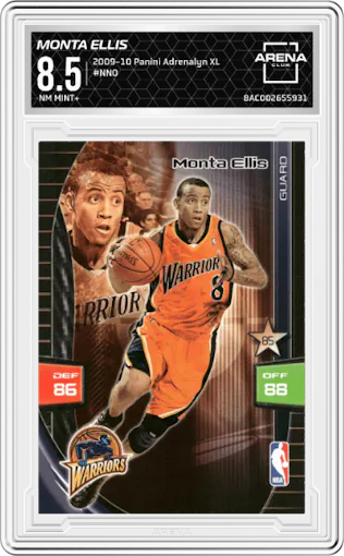 Monta Ellis from the 2009-10 Panini Adrenalyn XL set graded by Arena Club and given an overall grade of 8.5.
