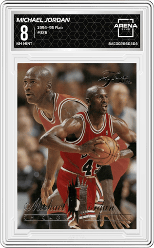 Michael Jordan from the 1994-95 Flair set graded by Arena Club and given an overall grade of 8.