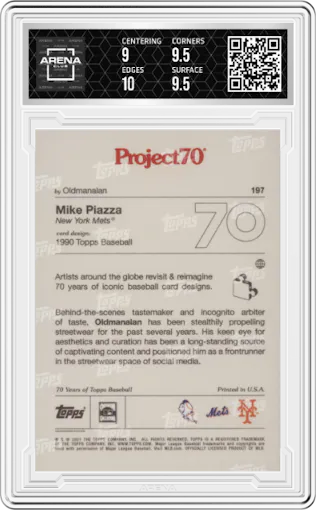 Mike Piazza from the 2021-22 Topps Project70 set graded by Arena Club and given an overall grade of 9.5.