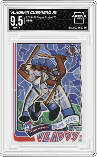 Vladimir Guerrero Jr. from the 2021-22 Topps Project70 set graded by Arena Club and given an overall grade of 9.5.
