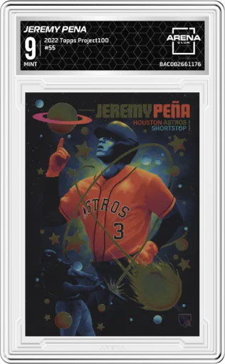 Jeremy Pena from the 2022 Topps Project100 set graded by Arena Club and given an overall grade of 9.