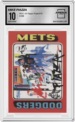 Mike Piazza from the 2021-22 Topps Project70 set graded by Arena Club and given an overall grade of 10.