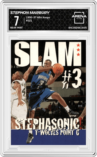 Stephon Marbury from the 1996-97 NBA Hoops set graded by Arena Club and given an overall grade of 7.