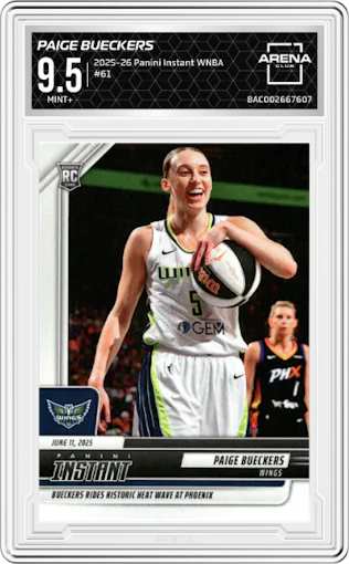 Paige Bueckers from the 2025-26 Panini Instant WNBA set graded by Arena Club and given an overall grade of 9.5.