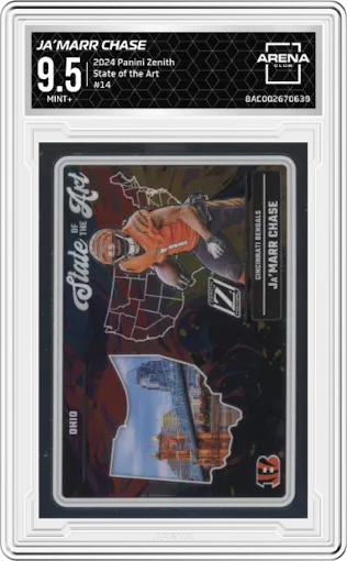 Ja’Marr Chase from the 2024 Panini Zenith set graded by Arena Club and given an overall grade of 9.5.