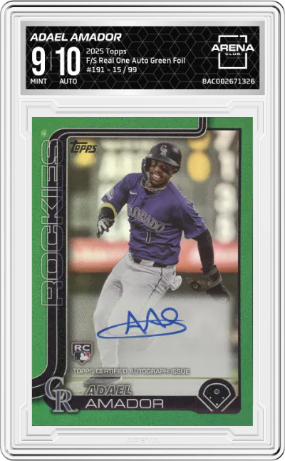 2025 Topps F/S Real One Auto Adael Amador Green Foil ARENA CLUB 9