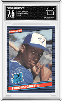 Fred McGriff from the 1986 Donruss set graded by Arena Club and given an overall grade of 7.5.
