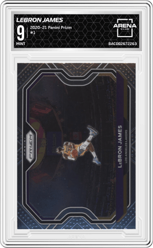LeBron James from the 2020-21 Panini Prizm set graded by Arena Club and given an overall grade of 9.