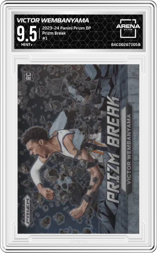 Victor Wembanyama from the 2023-24 Panini Prizm Draft Picks set graded by Arena Club and given an overall grade of 9.5.