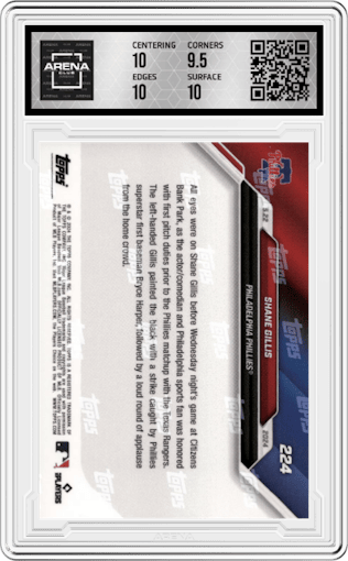 Shane Gillis from the 2024 Topps Now set graded by Arena Club and given an overall grade of 10.