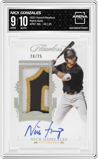 Nick Gonzales from the 2021 Panini Flawless set graded by Arena Club and given an overall grade of 9.