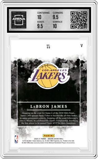 LeBron James from the 2020-21 Panini Origins  set graded by Arena Club and given an overall grade of 10.