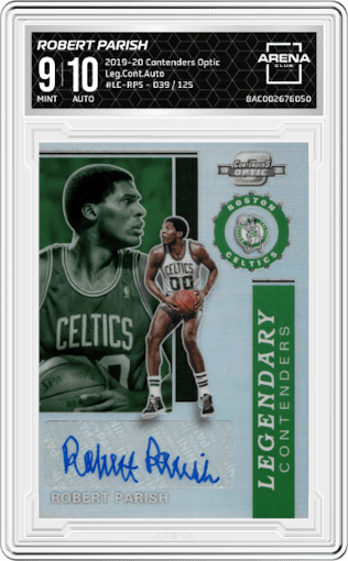 Robert Parish from the 2019-20 Panini Contenders Optic set graded by Arena Club and given an overall grade of 9.