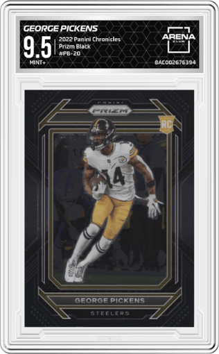 George Pickens from the 2022 Panini Chronicles set graded by Arena Club and given an overall grade of 9.5.