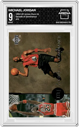 Michael Jordan  from the 1994 Upper Deck Jordan Rare Air set graded by Arena Club and given an overall grade of 9.