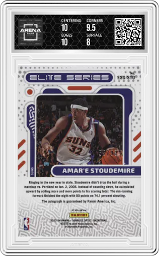 Amar'e Stoudemire from the 2023-24 Donruss Optic set graded by Arena Club and given an overall grade of 8.5.