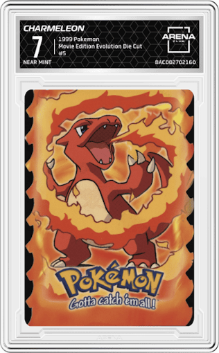 Charmeleon from the 1999 Pokemon set featuring a Evolution Die Cut parallel graded by Arena Club and given an overall grade of 7.