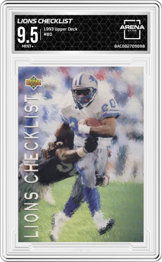 Lions Checklist from the 1993 Upper Deck set graded by Arena Club and given an overall grade of 9.5.