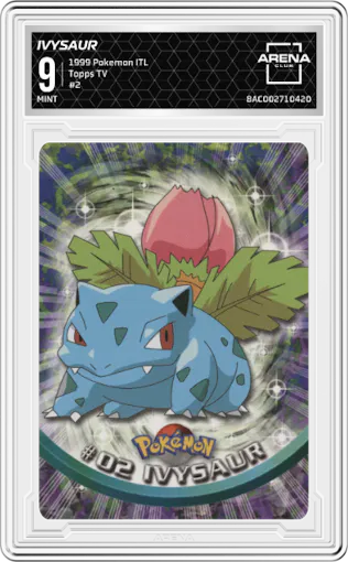 Ivysaur from the 1999 Pokemon Italian set graded by Arena Club and given an overall grade of 9.