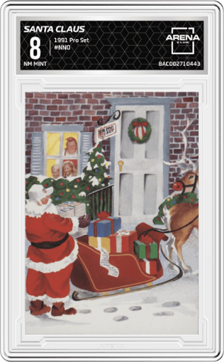 Santa Claus from the 1991 Pro Set set graded by Arena Club and given an overall grade of 8.
