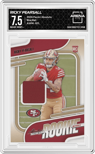 Ricky Pearsall from the 2024 Panini Absolute set graded by Arena Club and given an overall grade of 7.5.