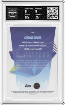 Chris Paul from the 2024-25 Topps Finest  set featuring a Blue Refractor parallel graded by Arena Club and given an overall grade of 8.