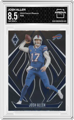 Josh Allen  from the 2024 Panini Phoenix set graded by Arena Club and given an overall grade of 8.5.