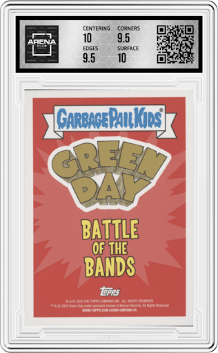 Battling Billie from the 2024 Topps Garbage Pail Kids set graded by Arena Club and given an overall grade of 10.