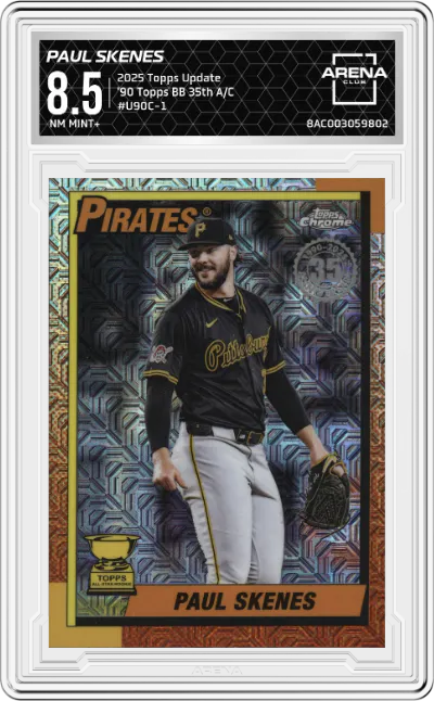2025 Topps Update '90 Topps BB 35th A/C Paul Skenes ARENA CLUB 8.5