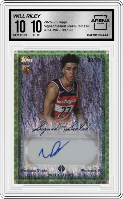 2025 Topps Signed/Sealed Will Riley Green Holo Foil #BSI-WR ARENA CLUB 10