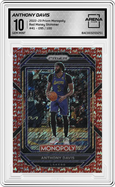2022 Panini Prizm Monopoly Anthony Davis Red Money Shimmer ARENA CLUB 10