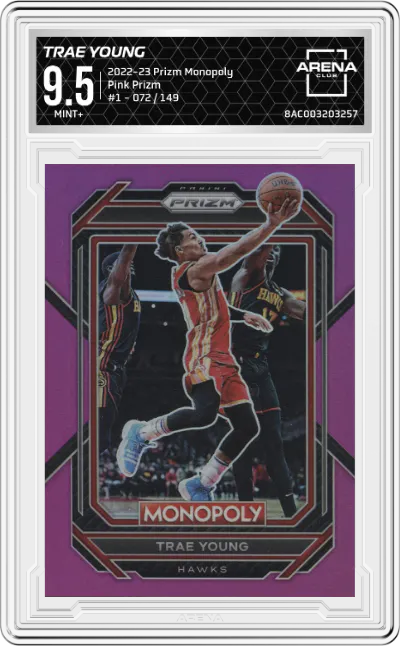 2022 Panini Prizm Monopoly Trae Young Pink Prizm ARENA CLUB 9.5