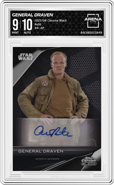 2023 Topps Star Wars Chrome Black Auto Alistair Petrie as General Draven ARENA CLUB 9
