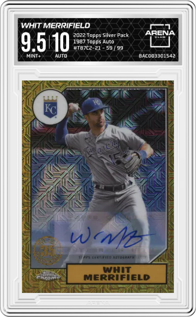 2022 Topps Silver Pack 1987 Topps Auto Whit Merrifield ARENA CLUB 9.5