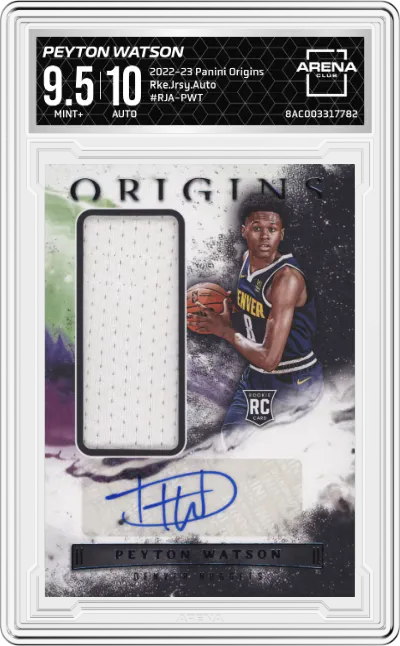 2022 Panini Origins Rke.Jrsy.Auto Peyton Watson #RJA-PWT ARENA CLUB 9.5