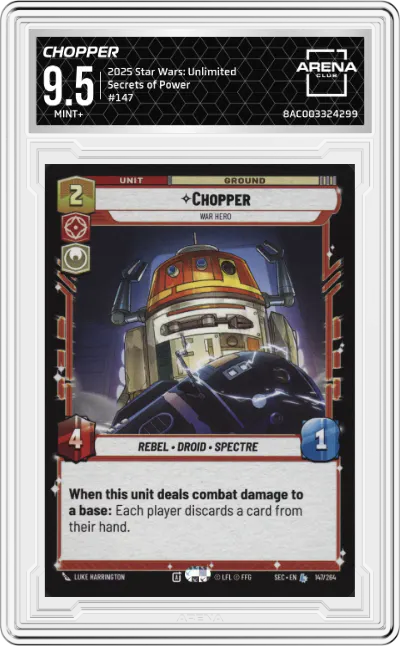 2025 Star Wars: Unlimited Secrets of Power Chopper ARENA CLUB 9.5