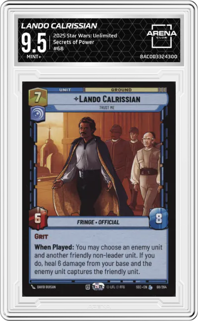 2025 Star Wars: Unlimited Secrets of Power Lando Calrissian ARENA CLUB 9.5