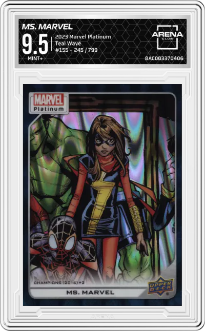 2022 Upper Deck Marvel Platinum Ms. Marvel Teal Wave #155 ARENA CLUB 9.5